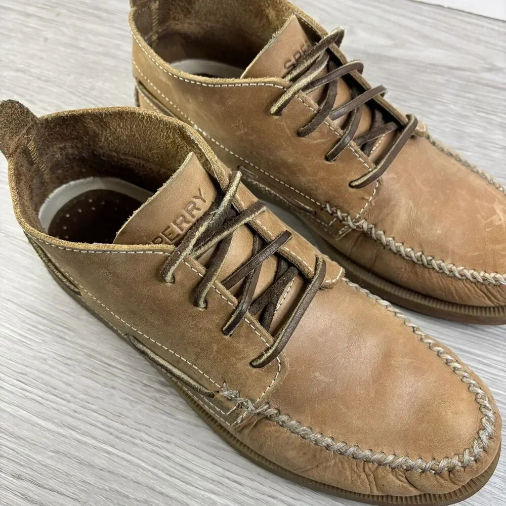Sperry Top Sider Brown Leather Chukka Ankle Boots Sahara Men’s Lace Up 7.5M
